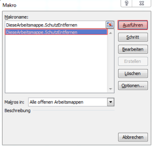 Schutz entfernen ausführen